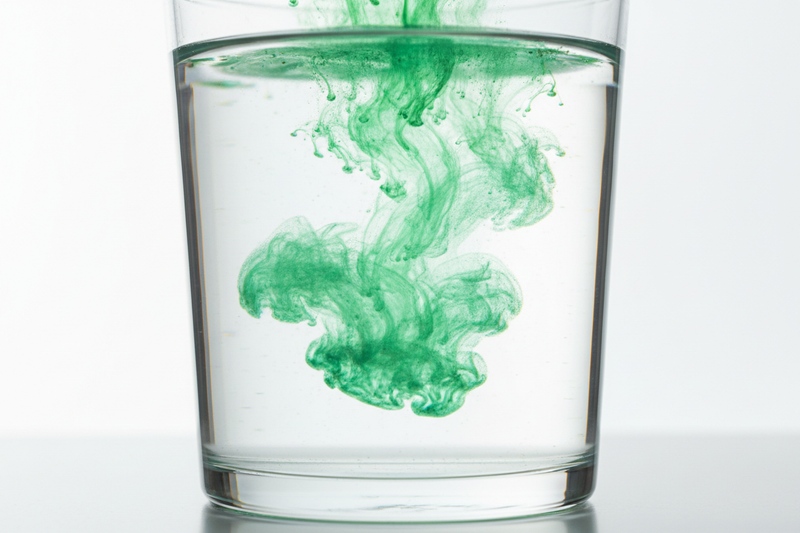 Glass with powder dissolving - Beautiful swirl effect as green/colored powder mixes into clear water, creates natural movement